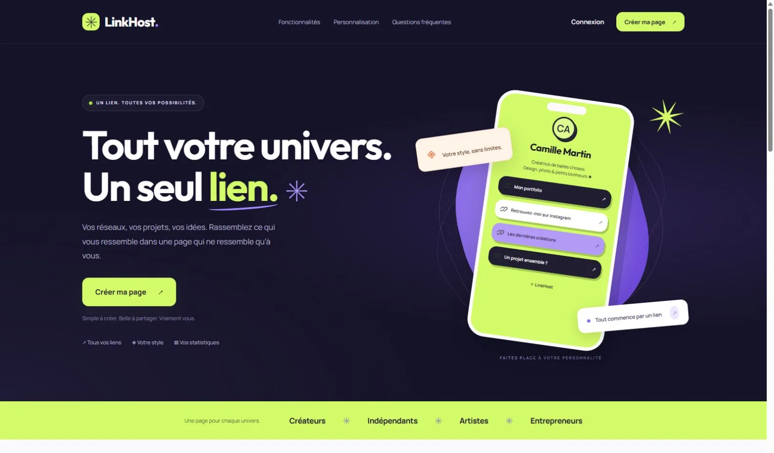 LinkHost — Plateforme de liens personnalisables avec administration et installation guidée