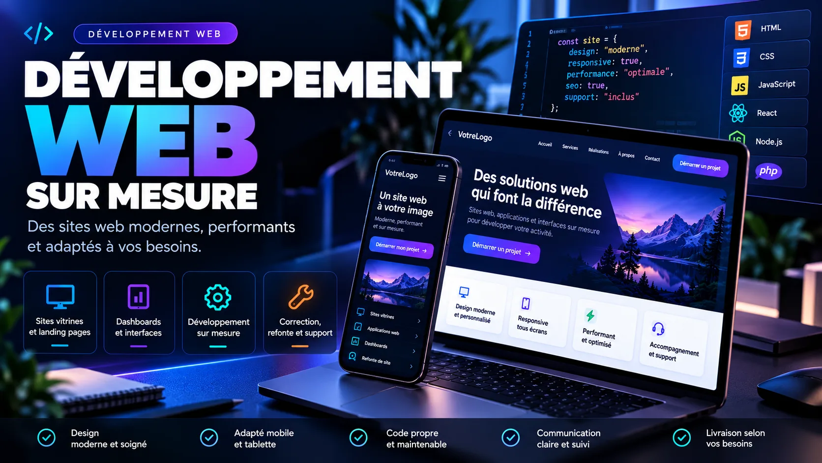 🚀 Développement Web sur mesure — Donnez vie à votre projet !